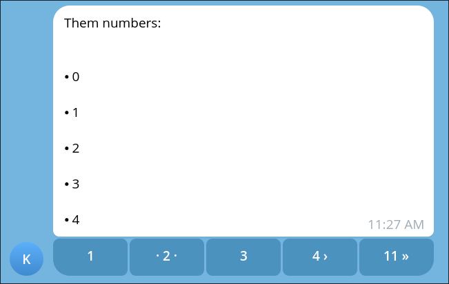 An example of a paginated message